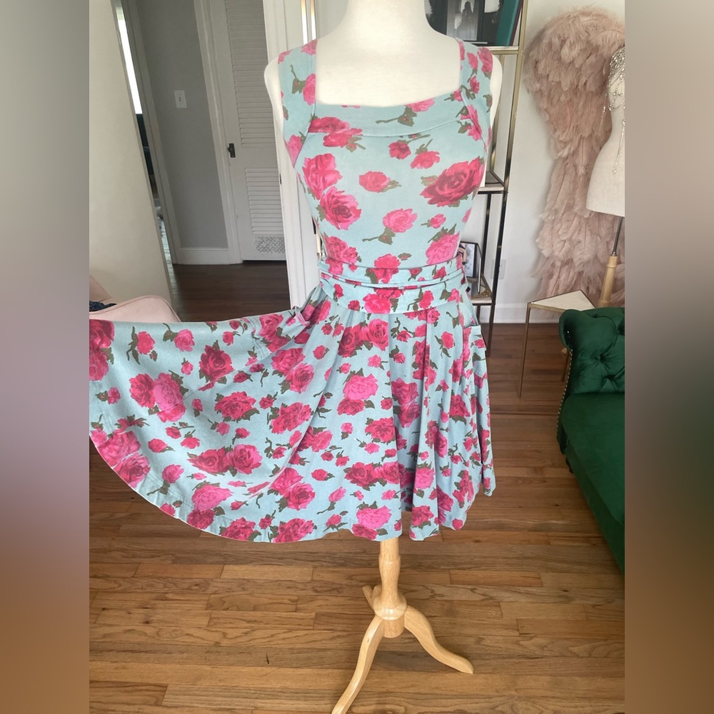 Effie’s Heart blue dress with pink roses size M